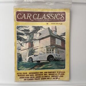 Car Classics Magazine Aug 1975 Joan Crawford 1933 Cadillac Mercedes Benz Jaguar